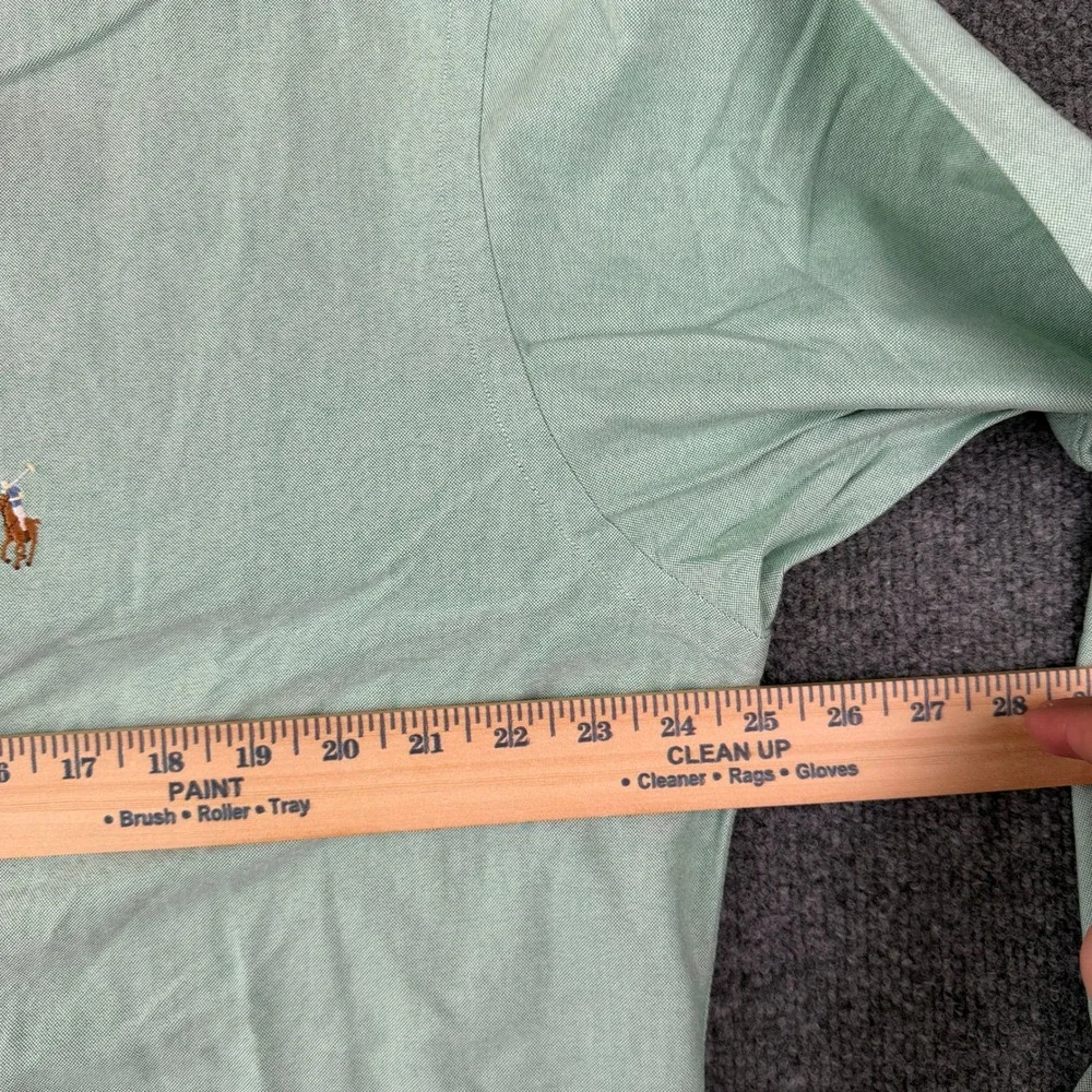 Vintage Polo Ralph Lauren Oxford Shirt Mens M Mint Green Long Sleeve Flesh Pony